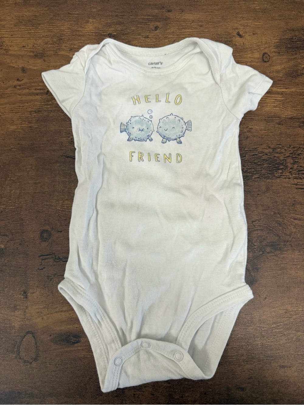 ⭐️5 for $20⭐️ Carter's White "Hello Friend" Puffer Fish Short Sleeve One-Piece